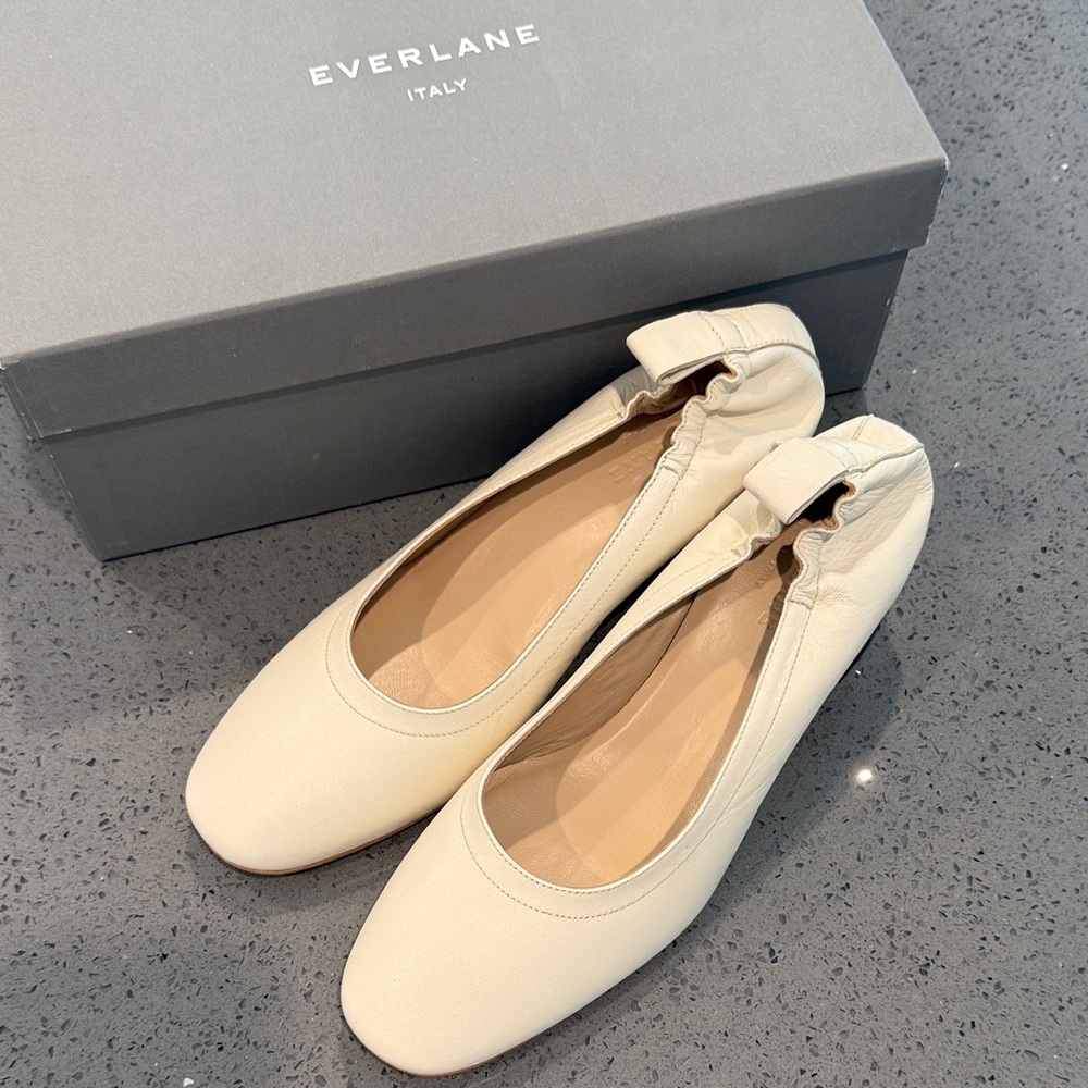 Everlane Women's Cream Ballet Heel Leather Shoes Size 7.5